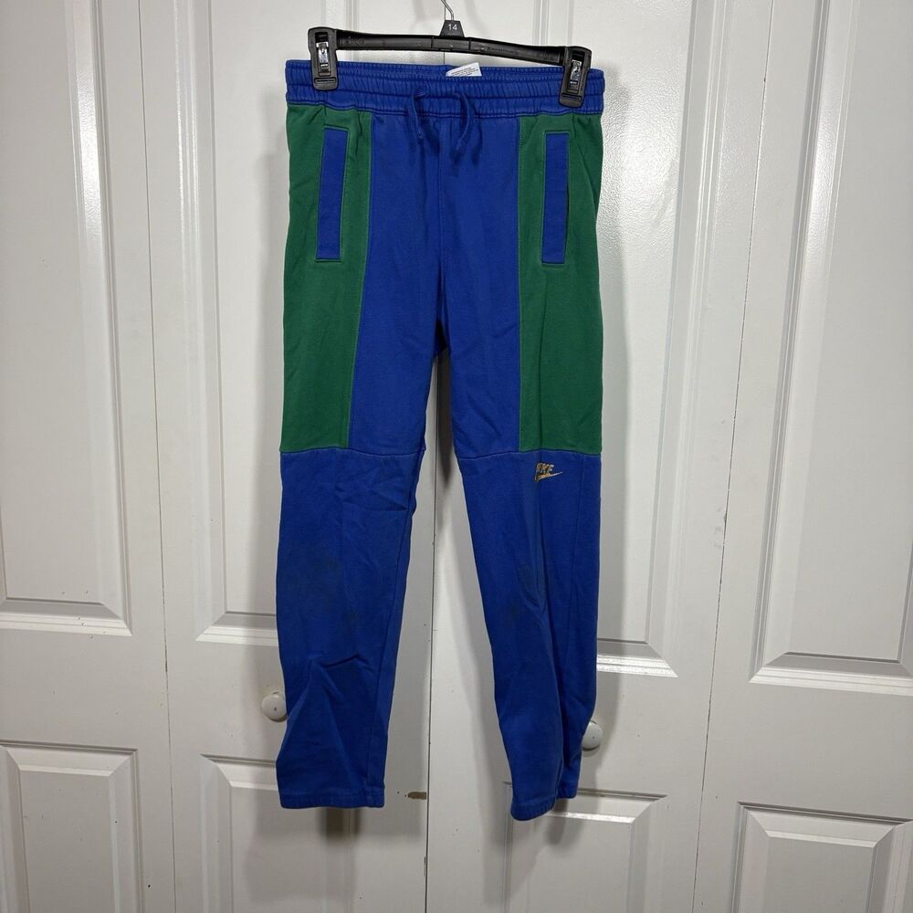 Nike Sweatpants Youth L Blue Green Joggers Boys Logo Athleisure Colorblock